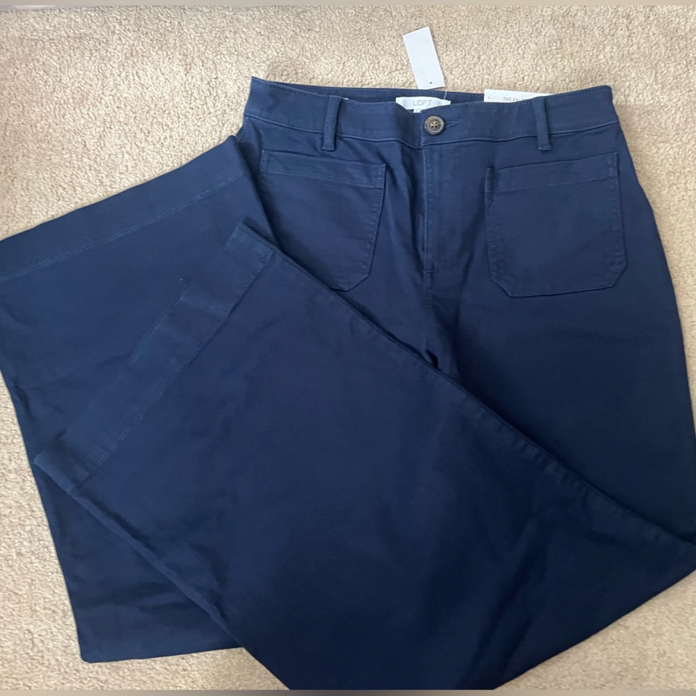 Navy Blue Loft Wide Leg Pants